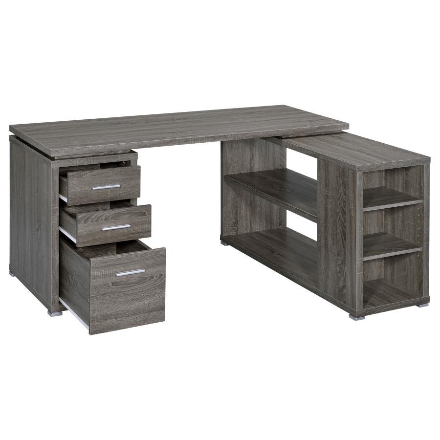 Yvette - 3 - Drawer L - Shape Computer Desk - Weathered Gray Corner Desk modern furniture Contempo Furniture