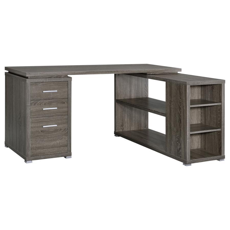 Yvette - 3 - Drawer L - Shape Computer Desk - Weathered Gray Corner Desk modern furniture Contempo Furniture