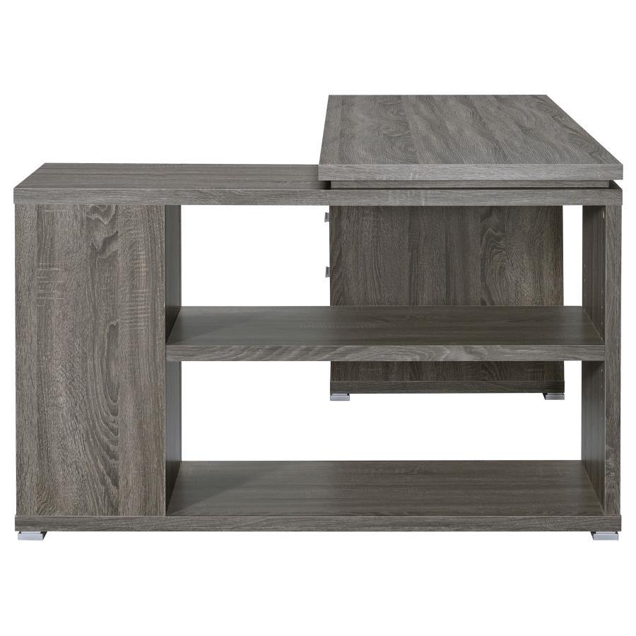 Yvette - 3 - Drawer L - Shape Computer Desk - Weathered Gray Corner Desk modern furniture Contempo Furniture