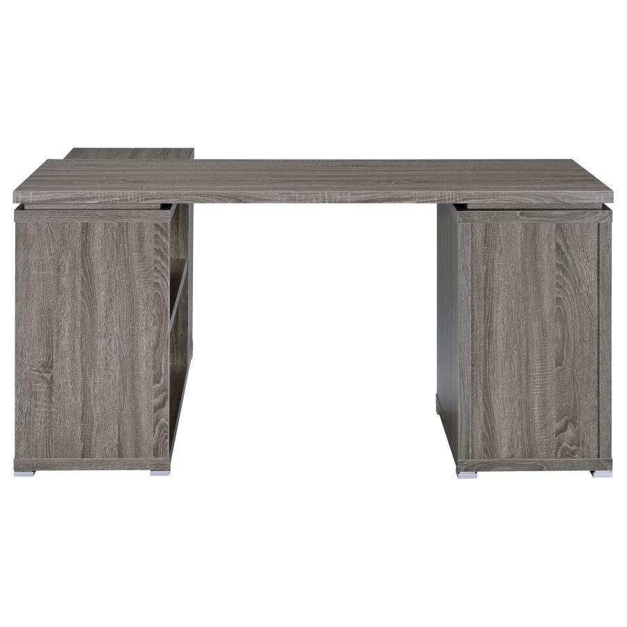 Yvette - 3 - Drawer L - Shape Computer Desk - Weathered Gray Corner Desk modern furniture Contempo Furniture