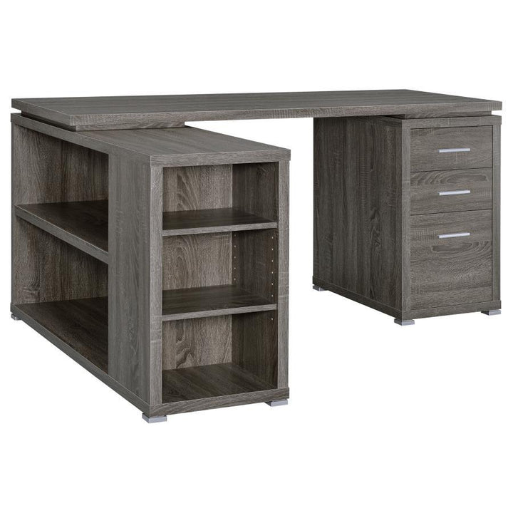 Yvette - 3 - Drawer L - Shape Computer Desk - Weathered Gray Corner Desk modern furniture Contempo Furniture