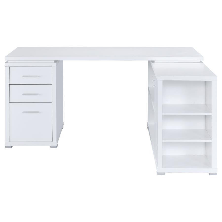Yvette - 3 - Drawer L - Shape Computer Desk - White Corner Desk modern furniture Contempo Furniture
