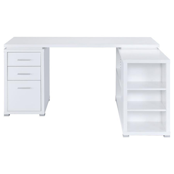 Yvette - 3 - Drawer L - Shape Computer Desk - White Corner Desk modern furniture Contempo Furniture