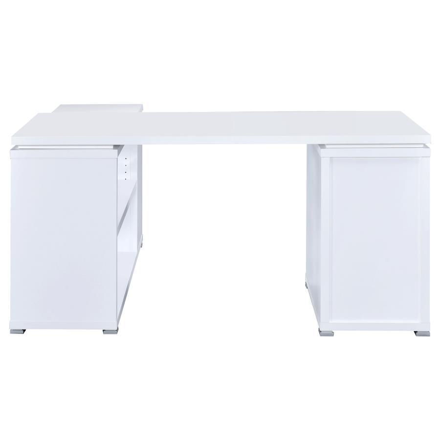 Yvette - 3 - Drawer L - Shape Computer Desk - White Corner Desk modern furniture Contempo Furniture