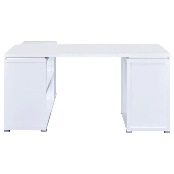 Yvette - 3 - Drawer L - Shape Computer Desk - White Corner Desk modern furniture Contempo Furniture