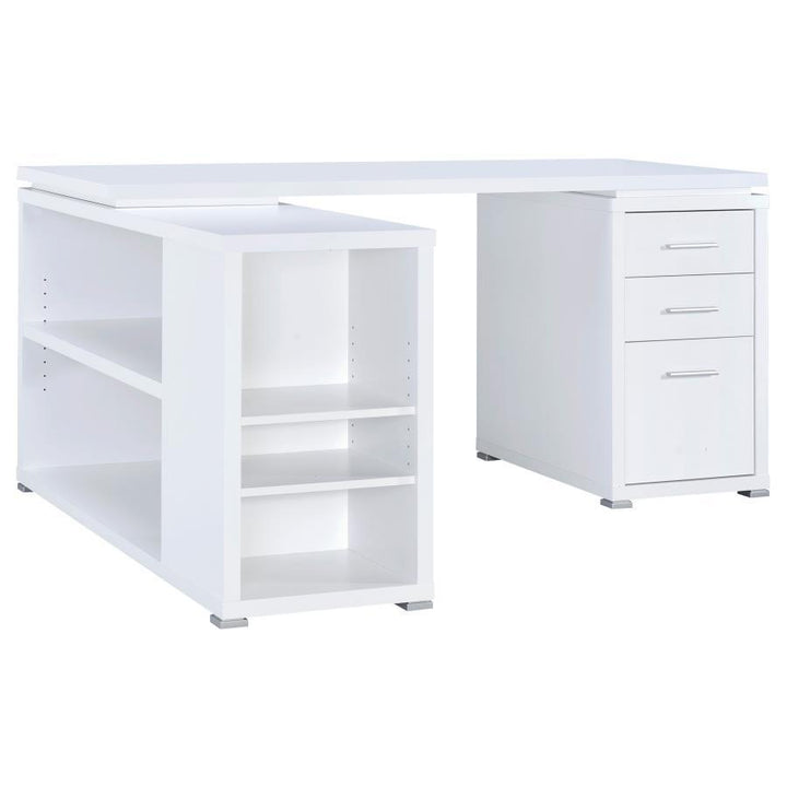 Yvette - 3 - Drawer L - Shape Computer Desk - White Corner Desk modern furniture Contempo Furniture
