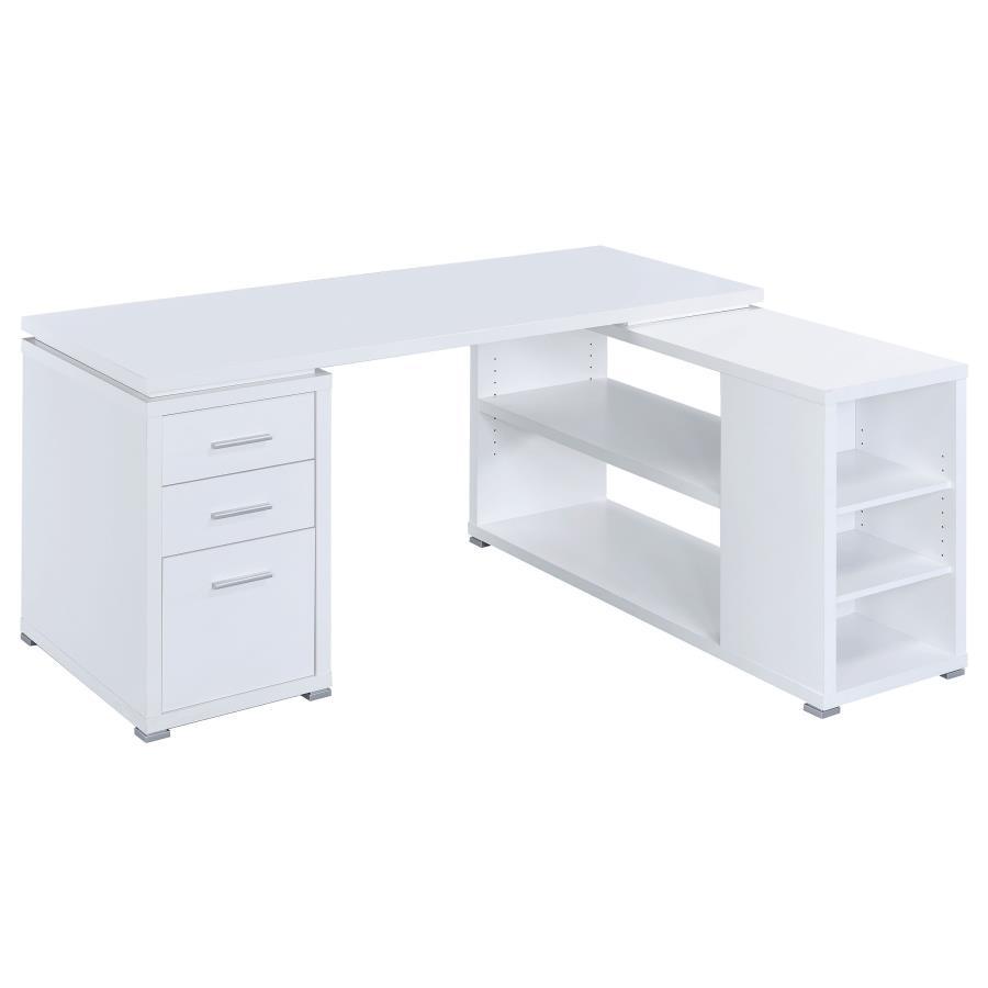 Yvette - 3 - Drawer L - Shape Computer Desk - White Corner Desk modern furniture Contempo Furniture
