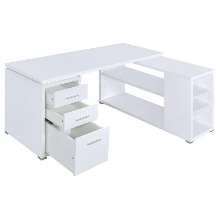 Yvette - 3 - Drawer L - Shape Computer Desk - White Corner Desk modern furniture Contempo Furniture