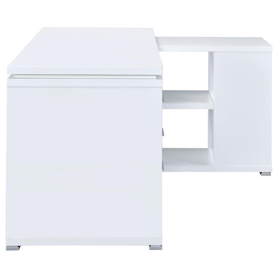 Yvette - 3 - Drawer L - Shape Computer Desk - White Corner Desk modern furniture Contempo Furniture