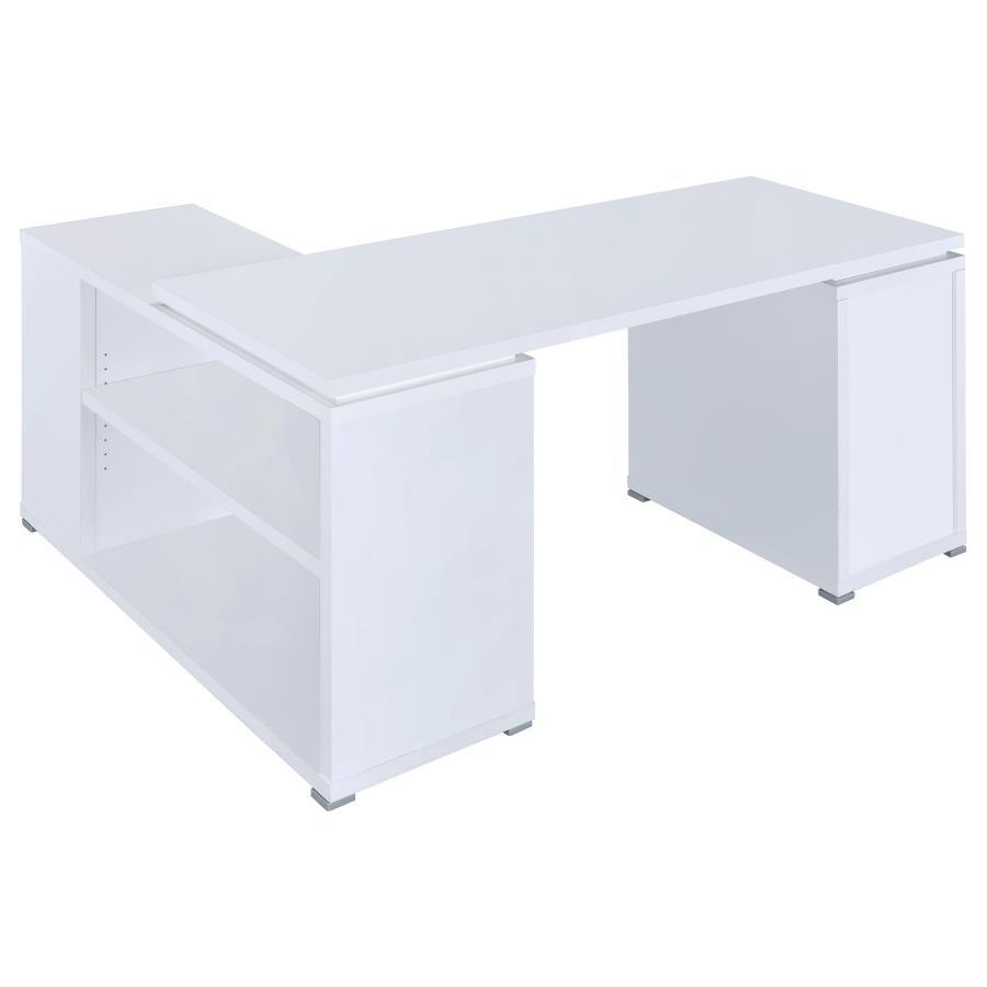 Yvette - 3 - Drawer L - Shape Computer Desk - White Corner Desk modern furniture Contempo Furniture