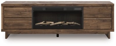 Zadilyn 72" TV Stand with Electric Fireplace - Dark Brown Fireplace TV Stand modern furniture Contempo Furniture