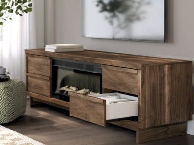 Zadilyn 72" TV Stand with Electric Fireplace - Dark Brown Fireplace TV Stand modern furniture Contempo Furniture