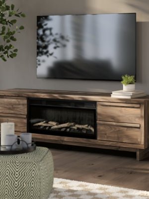 Zadilyn 72" TV Stand with Electric Fireplace - Dark Brown Fireplace TV Stand modern furniture Contempo Furniture