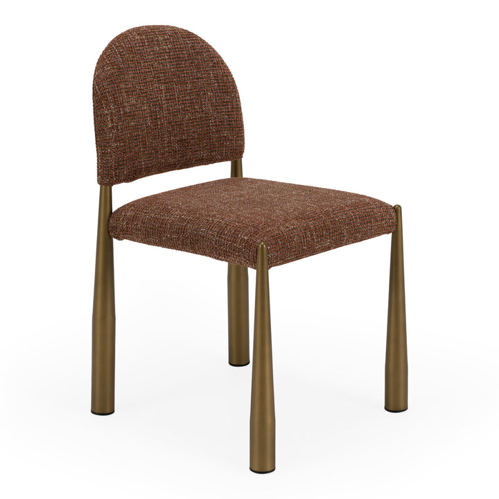 Zagros - Modern Brick Red Fabric + Antique Brass Dining Chair (Set of 2)