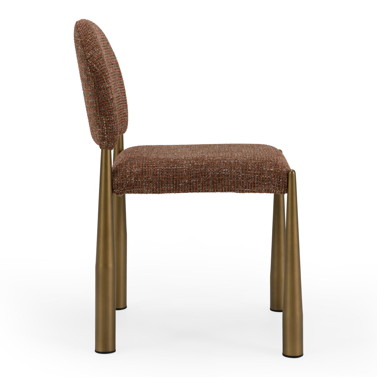 Zagros - Modern Brick Red Fabric + Antique Brass Dining Chair (Set of 2)