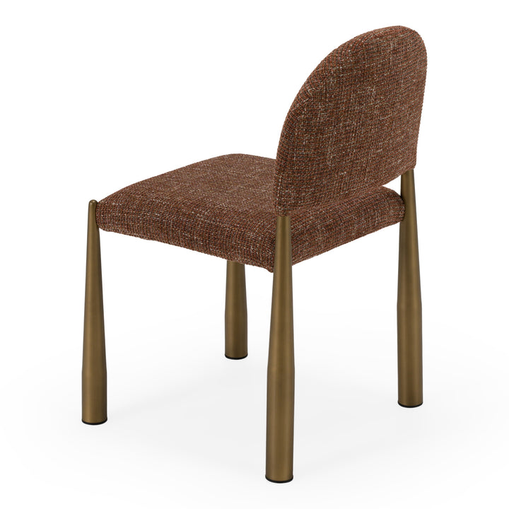 Zagros - Modern Brick Red Fabric + Antique Brass Dining Chair (Set of 2)