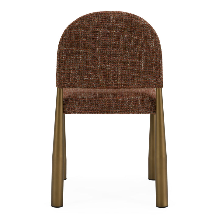 Zagros - Modern Brick Red Fabric + Antique Brass Dining Chair (Set of 2)