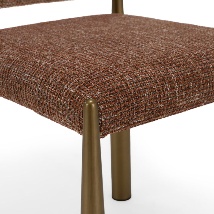 Zagros - Modern Brick Red Fabric + Antique Brass Dining Chair (Set of 2)