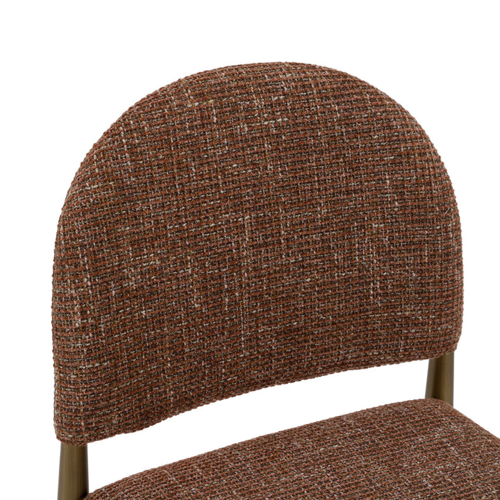Zagros - Modern Brick Red Fabric + Antique Brass Dining Chair (Set of 2)