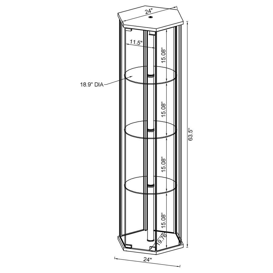 Zahavah - 4 - Shelf Hexagonal Clear Glass Curio Cabinet - Black Curio Cabinet modern furniture Contempo Furniture
