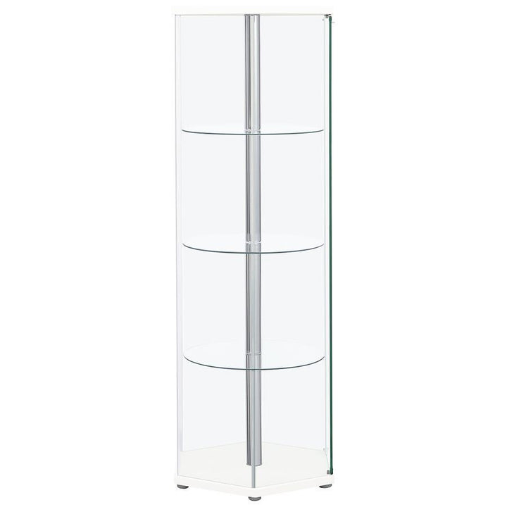 Zahavah - 4 - Shelf Hexagonal Clear Glass Curio Cabinet - White Curio Cabinet modern furniture Contempo Furniture