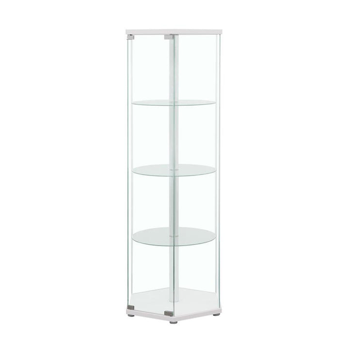 Zahavah - 4 - Shelf Hexagonal Clear Glass Curio Cabinet - White Curio Cabinet modern furniture Contempo Furniture