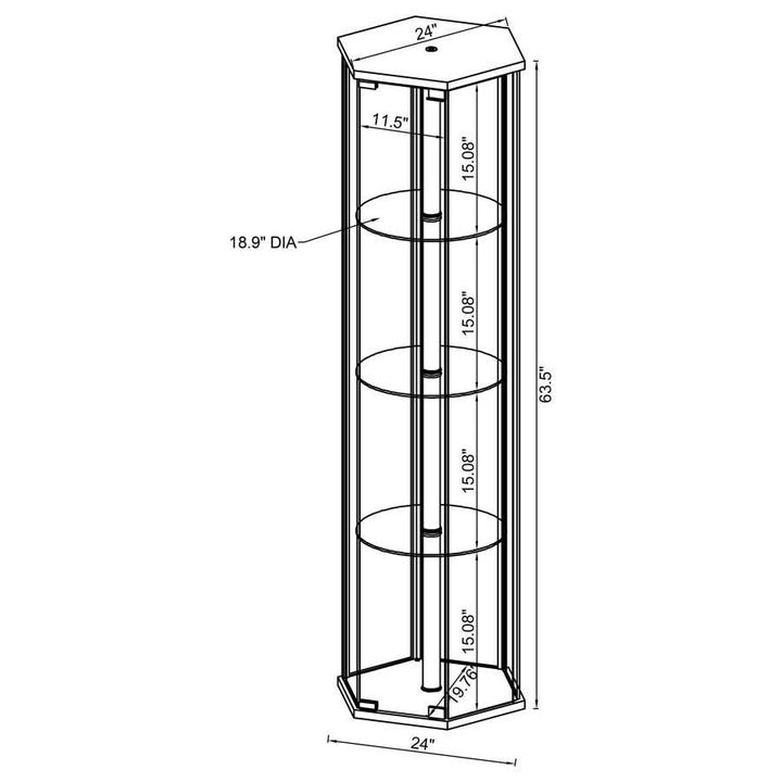 Zahavah - 4 - Shelf Hexagonal Clear Glass Curio Cabinet - White Curio Cabinet modern furniture Contempo Furniture