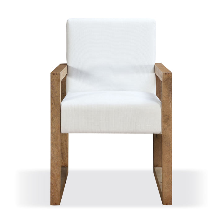 Modus Furniture Jvlh64 One Modern Coastal Sled Leg Upholstered Dining Arm Chair In White Pearl And Bisque