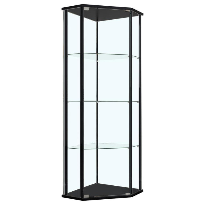 Zenobia - 4 - Shelf Curio Cabinet Display Case - Black Curio Cabinet modern furniture Contempo Furniture