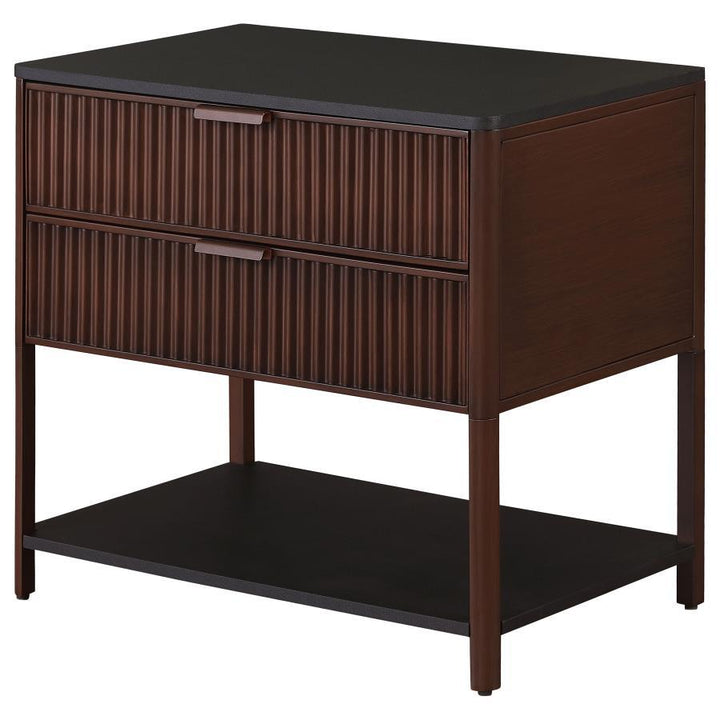 Zimmerlee - 2 - Drawer Side Table with Shelf - Rust Brown Side Table modern furniture Contempo Furniture