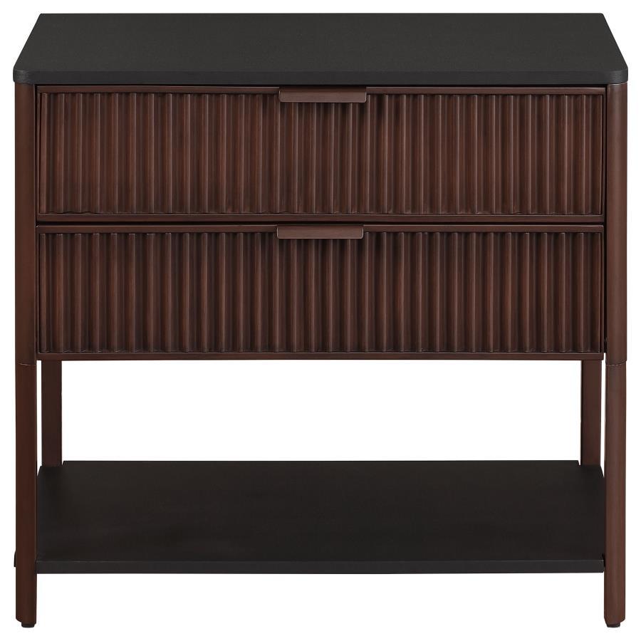 Zimmerlee - 2 - Drawer Side Table with Shelf - Rust Brown Side Table modern furniture Contempo Furniture