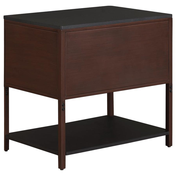 Zimmerlee - 2 - Drawer Side Table with Shelf - Rust Brown Side Table modern furniture Contempo Furniture