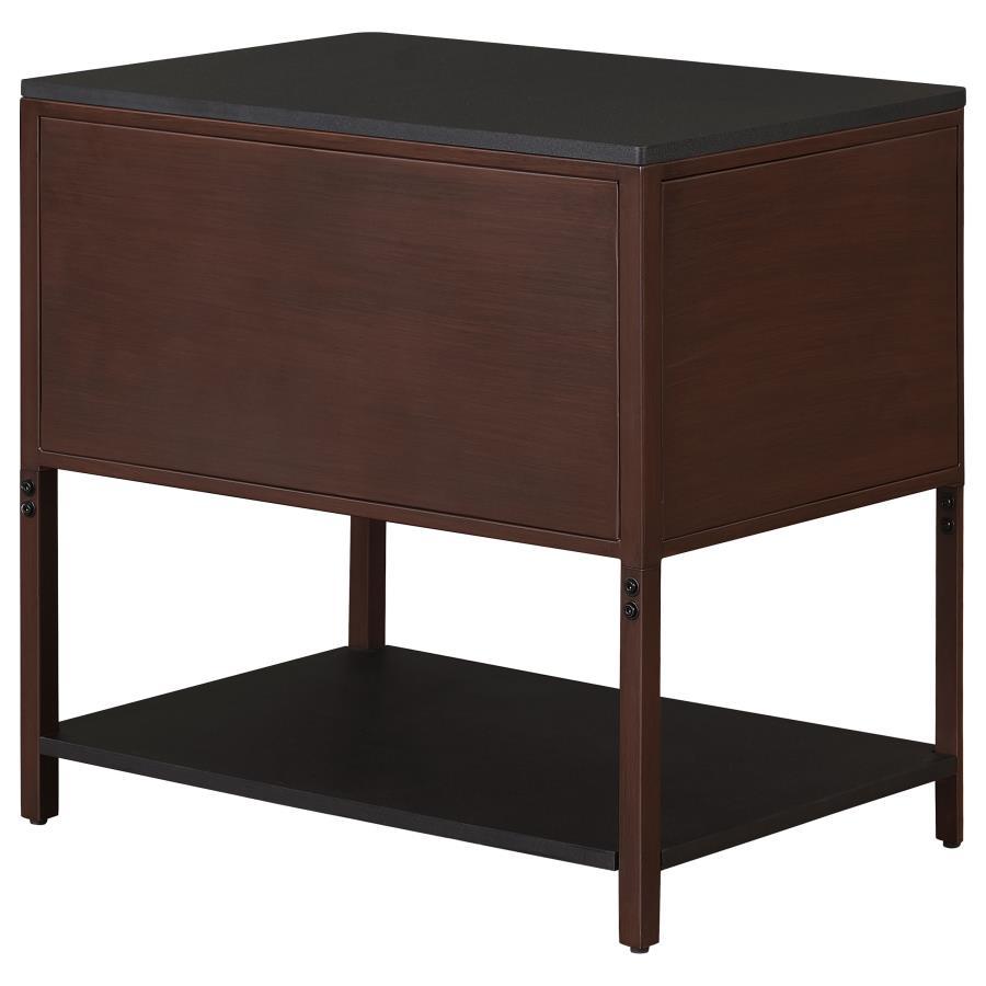 Zimmerlee - 2 - Drawer Side Table with Shelf - Rust Brown Side Table modern furniture Contempo Furniture