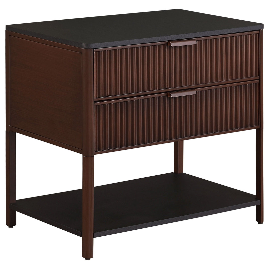 Zimmerlee - 2 - Drawer Side Table with Shelf - Rust Brown Side Table modern furniture Contempo Furniture