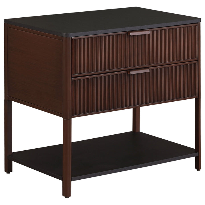 Zimmerlee - 2 - Drawer Side Table with Shelf - Rust Brown Side Table modern furniture Contempo Furniture