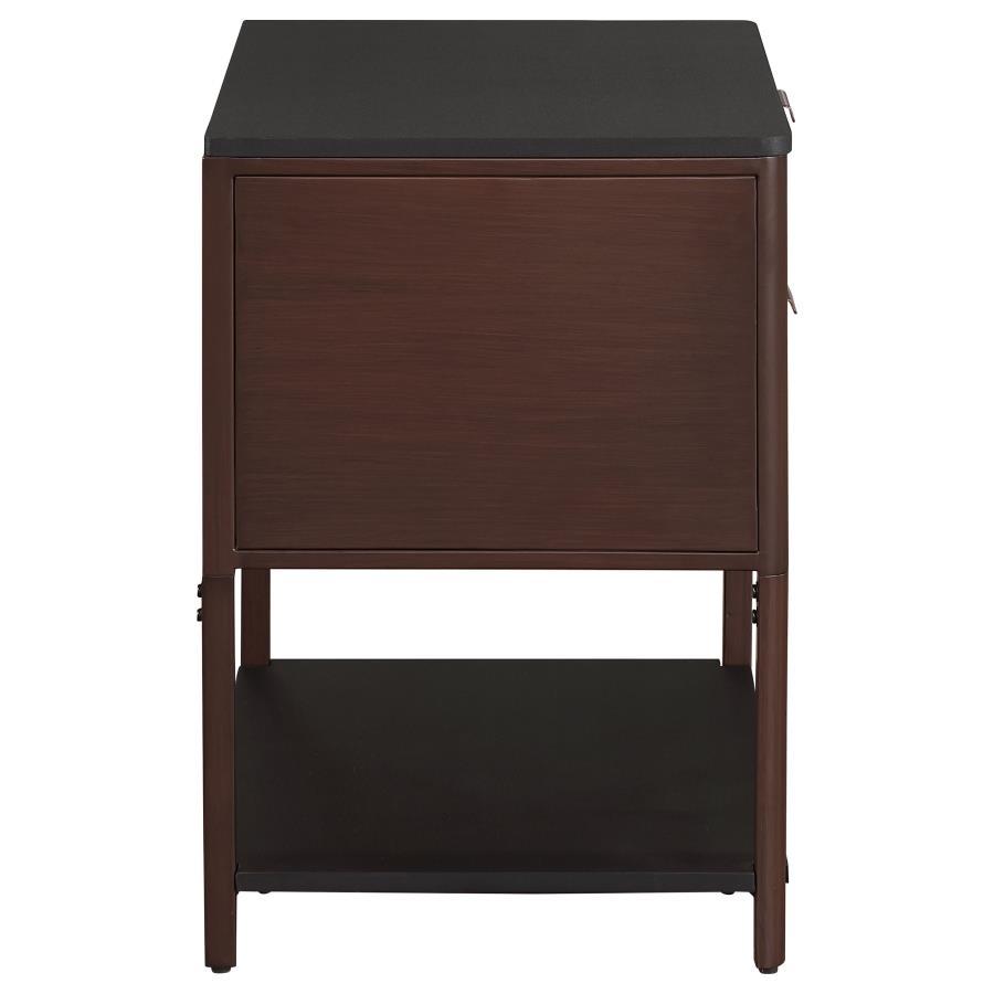 Zimmerlee - 2 - Drawer Side Table with Shelf - Rust Brown Side Table modern furniture Contempo Furniture