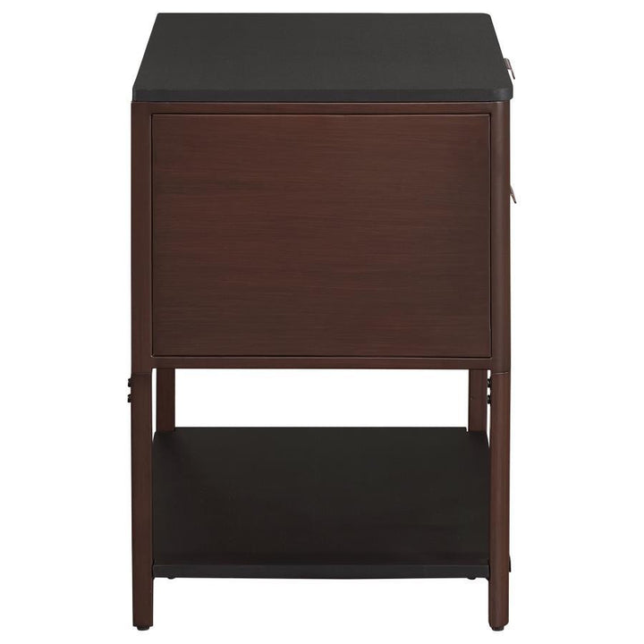Zimmerlee - 2 - Drawer Side Table with Shelf - Rust Brown Side Table modern furniture Contempo Furniture