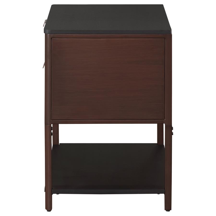 Zimmerlee - 2 - Drawer Side Table with Shelf - Rust Brown Side Table modern furniture Contempo Furniture