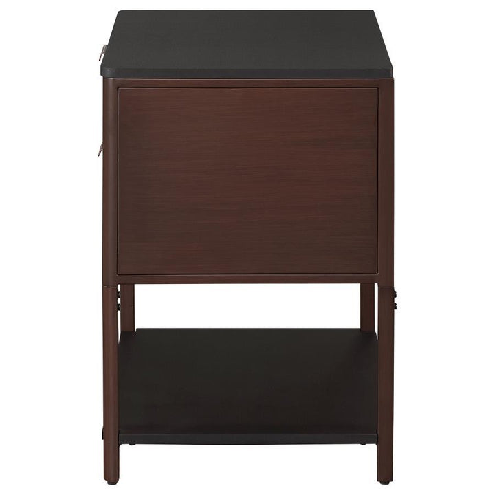 Zimmerlee - 2 - Drawer Side Table with Shelf - Rust Brown Side Table modern furniture Contempo Furniture