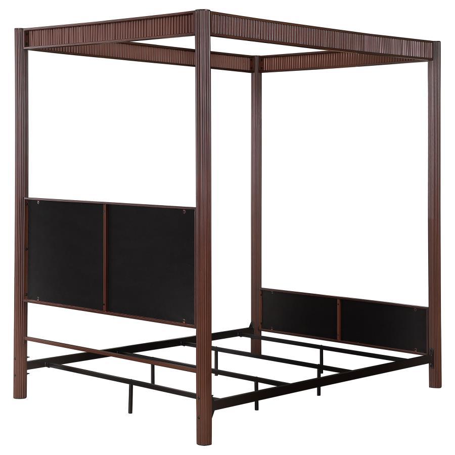 Zimmerlee - Metal Eastern King Canopy Bed - Rust Brown Canopy Bed modern furniture Contempo Furniture