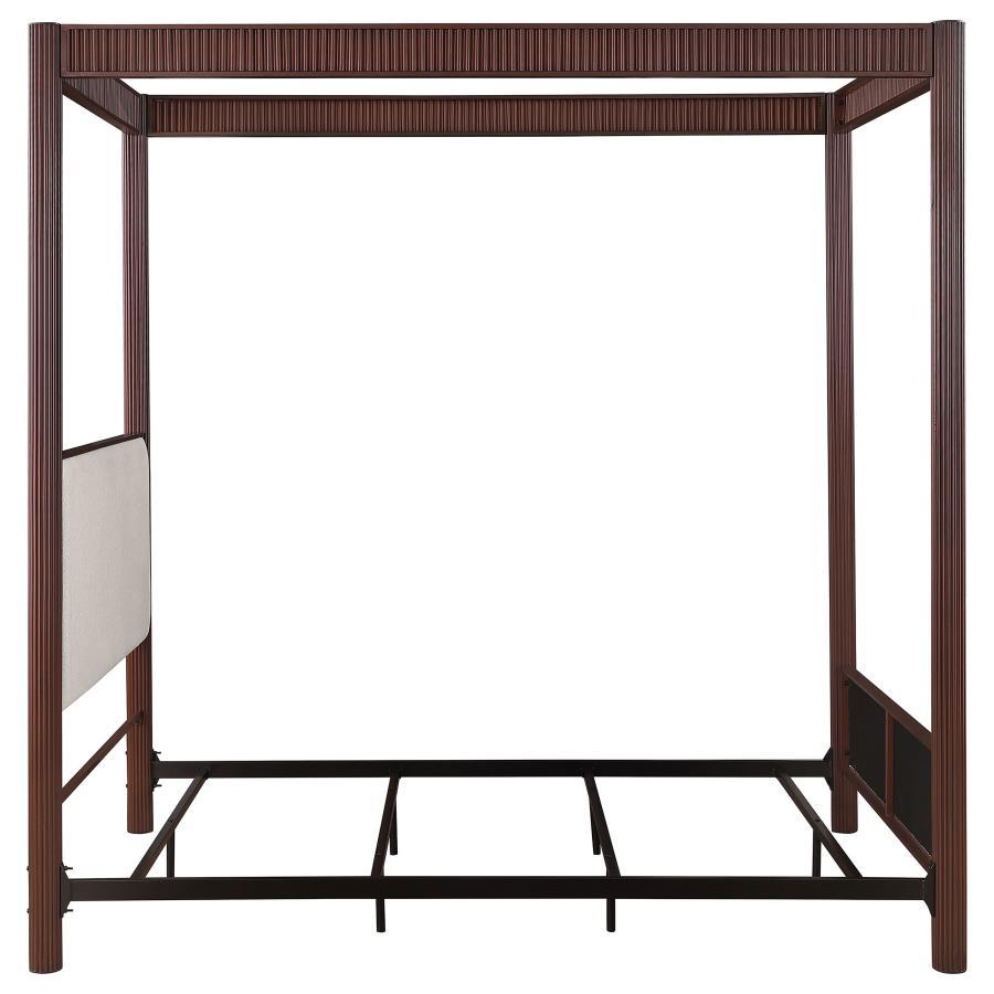 Zimmerlee - Metal Eastern King Canopy Bed - Rust Brown Canopy Bed modern furniture Contempo Furniture