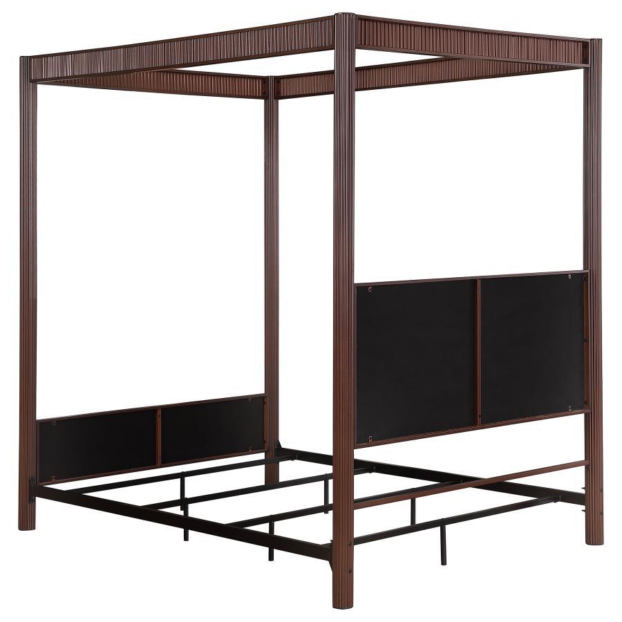 Zimmerlee - Metal Eastern King Canopy Bed - Rust Brown Canopy Bed modern furniture Contempo Furniture