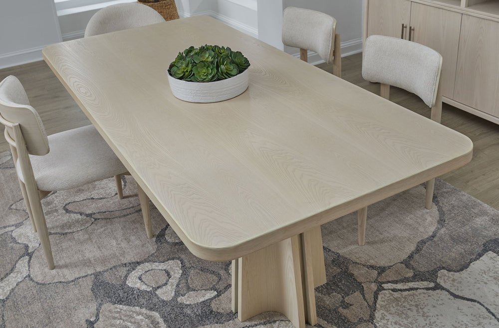 Zinnia Ash Wood Double Pedestal Dining Table in White Sand
