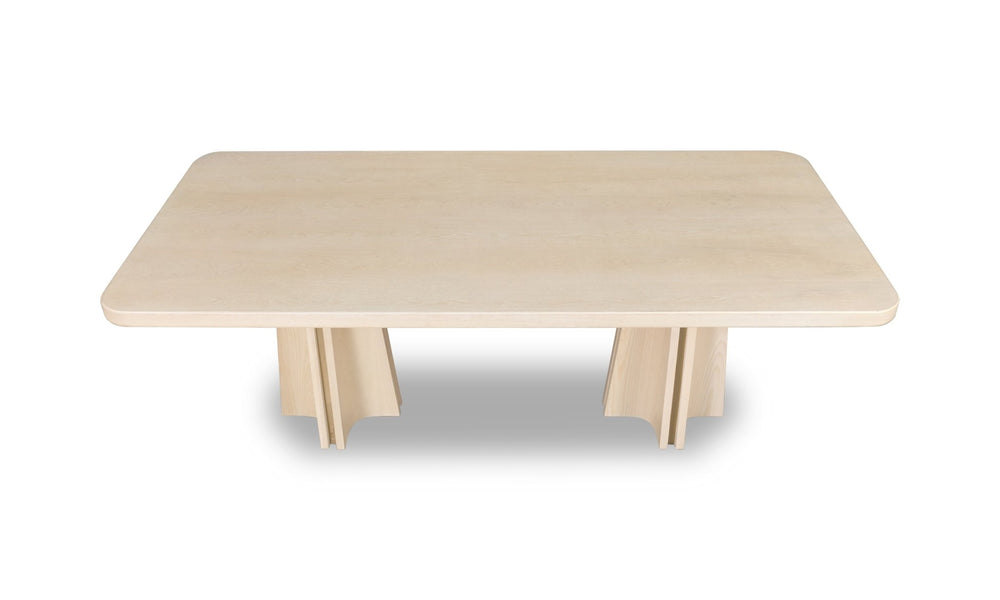 Zinnia Ash Wood Double Pedestal Dining Table in White Sand