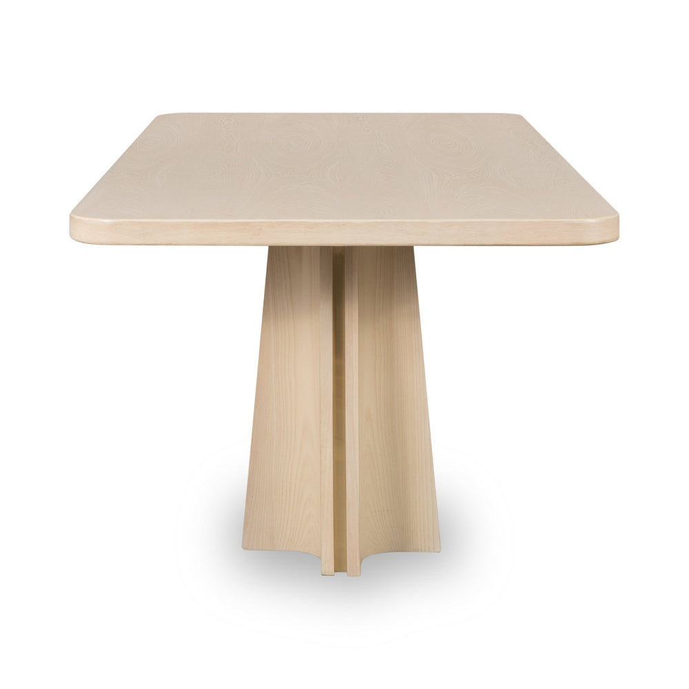 Zinnia Ash Wood Double Pedestal Dining Table in White Sand