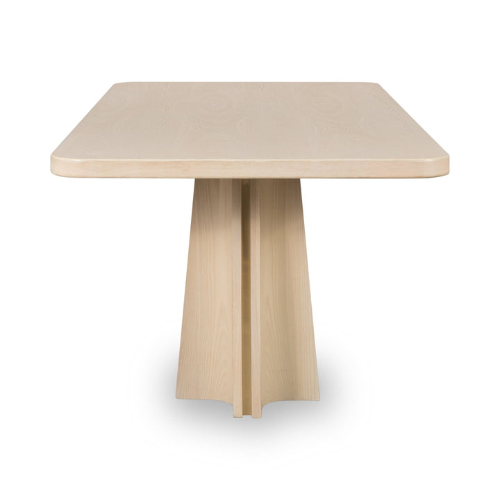 Zinnia Ash Wood Double Pedestal Dining Table in White Sand Table modern furniture Contempo Furniture