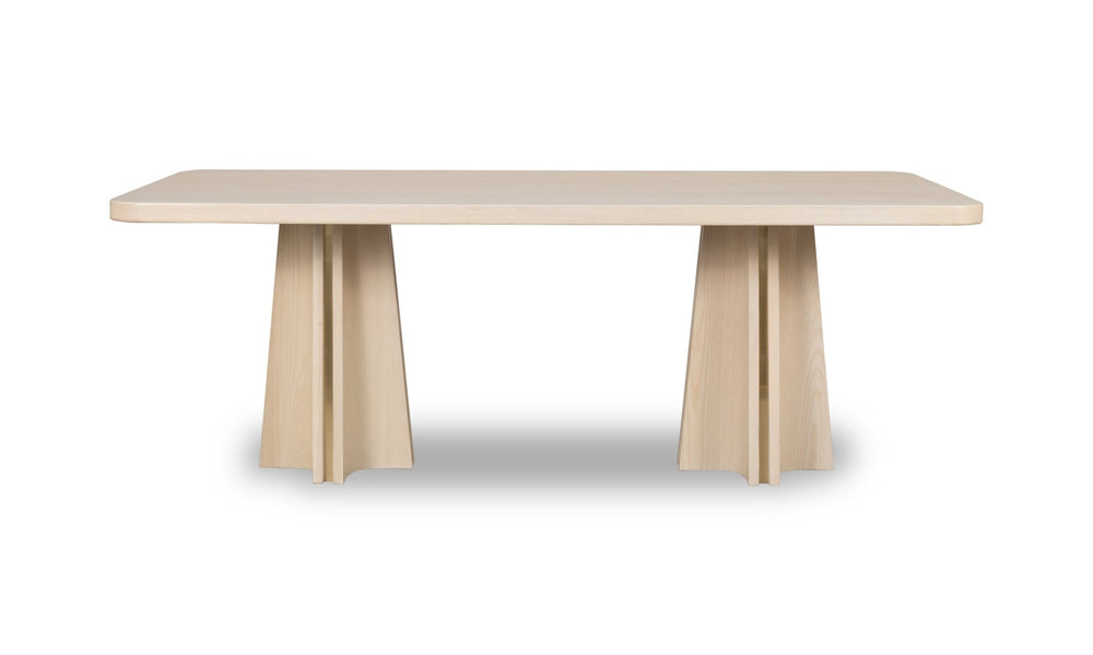 Zinnia Ash Wood Double Pedestal Dining Table in White Sand