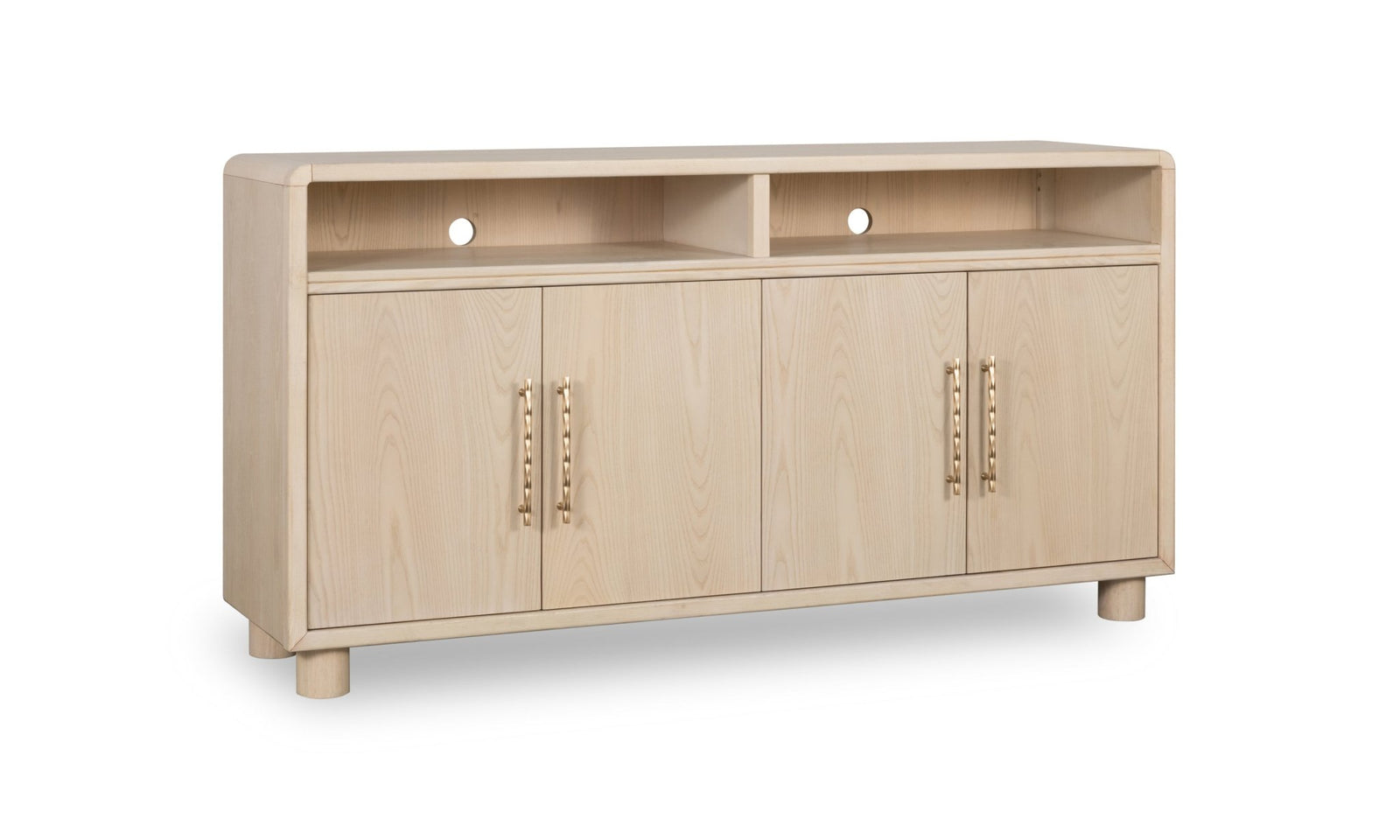 Zinnia Four Door Two Shelf Sideboard in White Sand Sideboard modern furniture Contempo Furniture