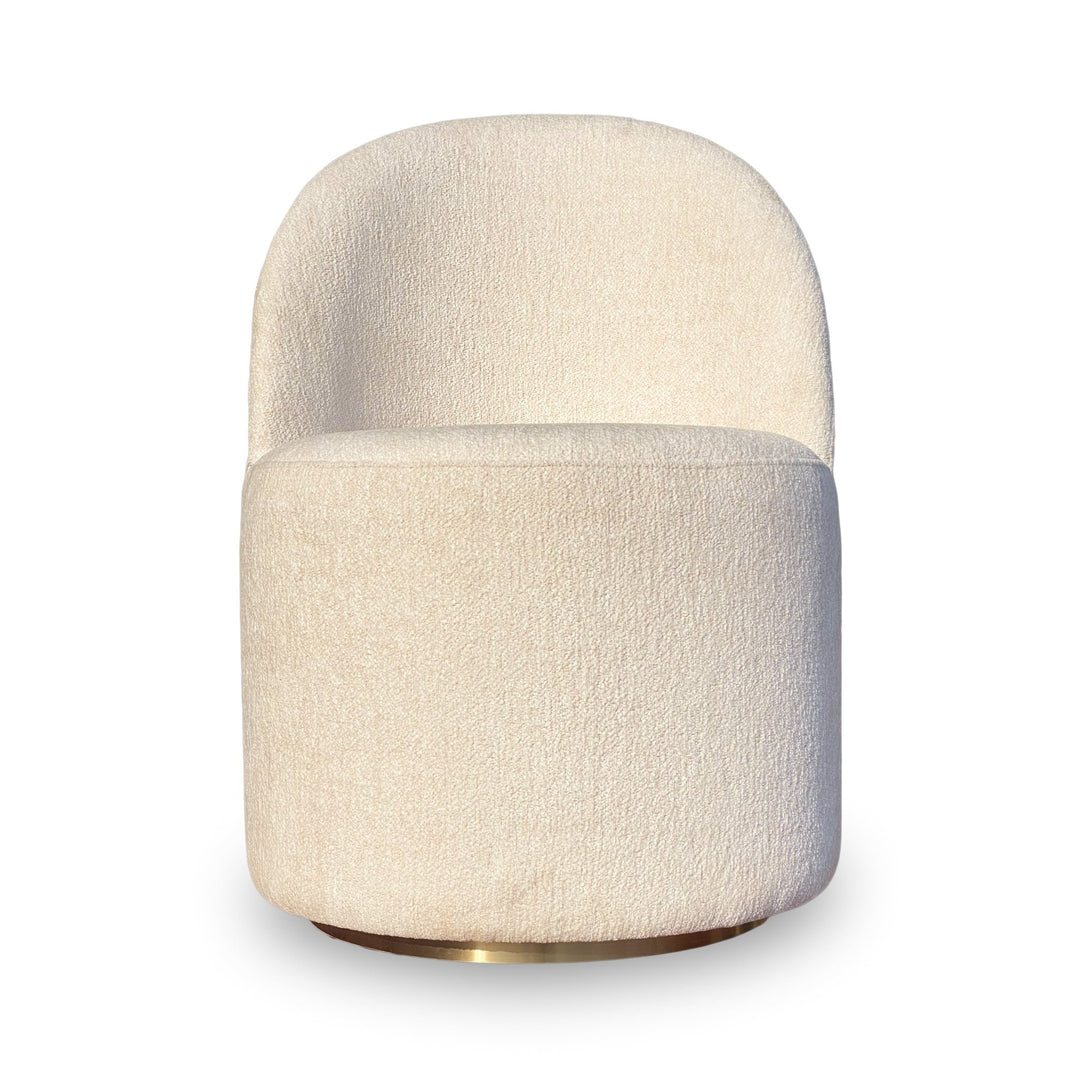Zinnia Fully Upholstered Swivel Chair in Dune Chenille Chair modern furniture Contempo Furniture