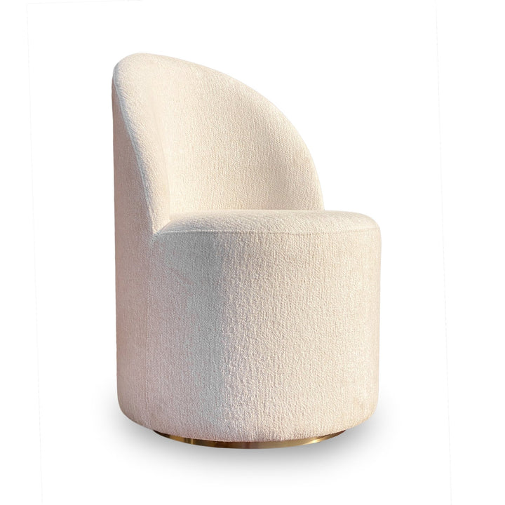 Zinnia Fully Upholstered Swivel Chair in Dune Chenille Chair modern furniture Contempo Furniture